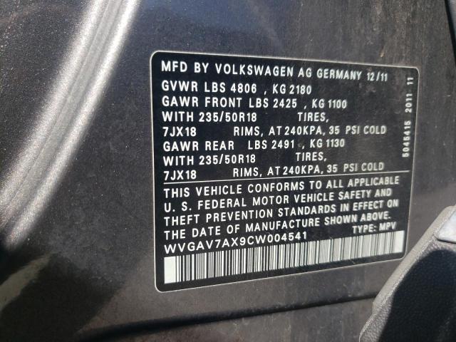 Photo 12 VIN: WVGAV7AX9CW004541 - VOLKSWAGEN TIGUAN S 