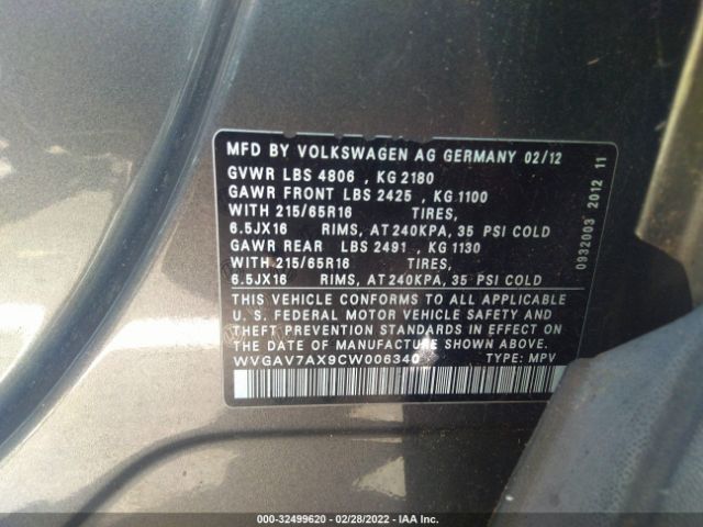 Photo 8 VIN: WVGAV7AX9CW006340 - VOLKSWAGEN TIGUAN 