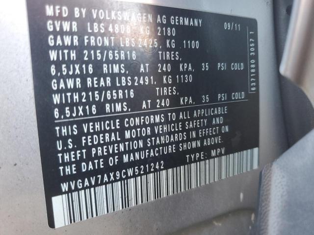 Photo 11 VIN: WVGAV7AX9CW521242 - VOLKSWAGEN TIGUAN S 