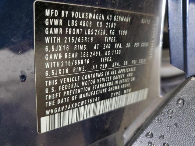 Photo 12 VIN: WVGAV7AX9CW575141 - VOLKSWAGEN TIGUAN 