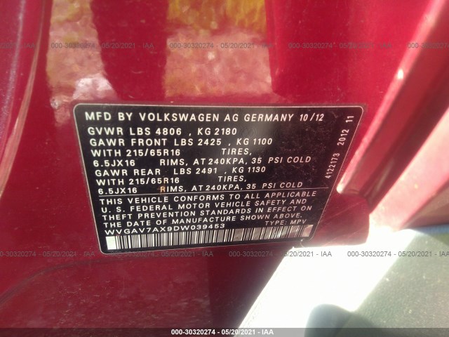 Photo 8 VIN: WVGAV7AX9DW039453 - VOLKSWAGEN TIGUAN 