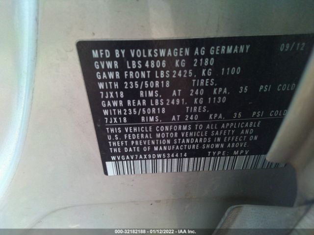 Photo 8 VIN: WVGAV7AX9DW534414 - VOLKSWAGEN TIGUAN 