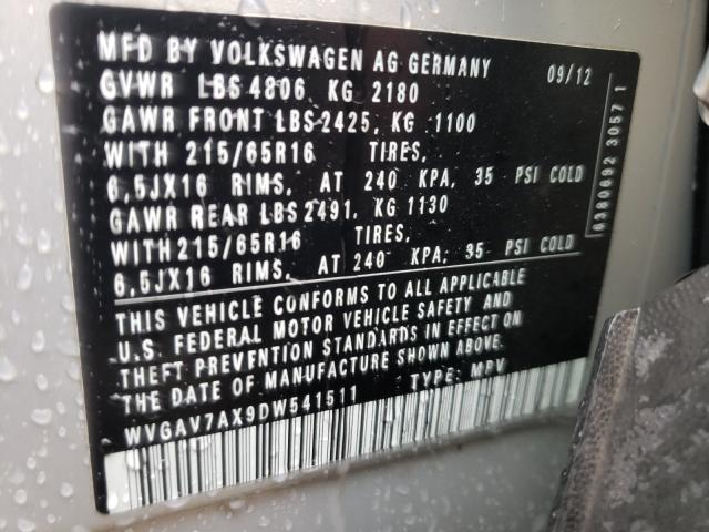 Photo 9 VIN: WVGAV7AX9DW541511 - VOLKSWAGEN TIGUAN S 