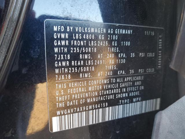 Photo 12 VIN: WVGAV7AX9GW564159 - VOLKSWAGEN TIGUAN S 