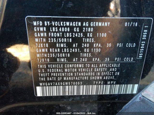 Photo 8 VIN: WVGAV7AX9GW576053 - VOLKSWAGEN TIGUAN 