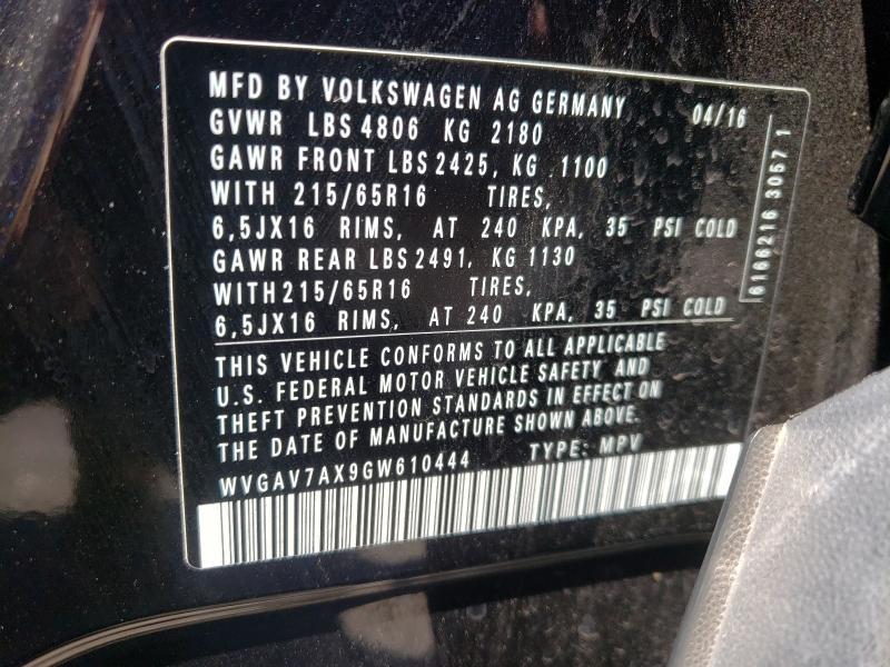 Photo 9 VIN: WVGAV7AX9GW610444 - VOLKSWAGEN TIGUAN 