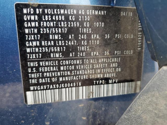 Photo 11 VIN: WVGAV7AX9JK004916 - VOLKSWAGEN TIGUAN 