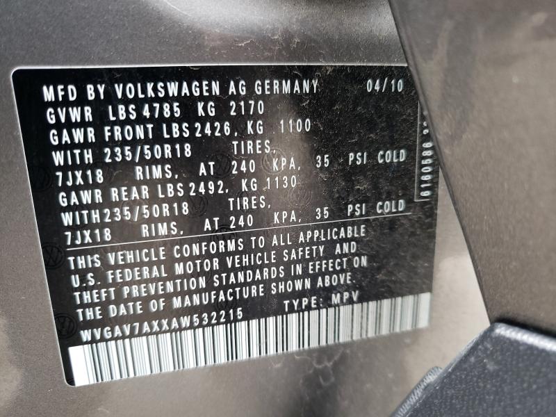 Photo 9 VIN: WVGAV7AXXAW532215 - VOLKSWAGEN TIGUAN S 