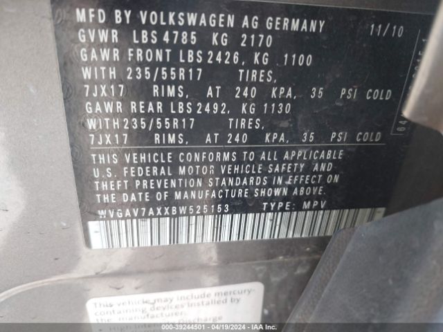 Photo 8 VIN: WVGAV7AXXBW525153 - VOLKSWAGEN TIGUAN 