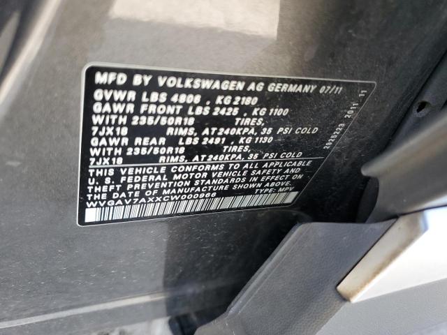 Photo 11 VIN: WVGAV7AXXCW000966 - VOLKSWAGEN TIGUAN 