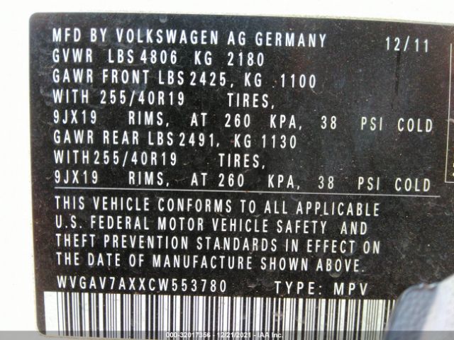 Photo 8 VIN: WVGAV7AXXCW553780 - VOLKSWAGEN TIGUAN 