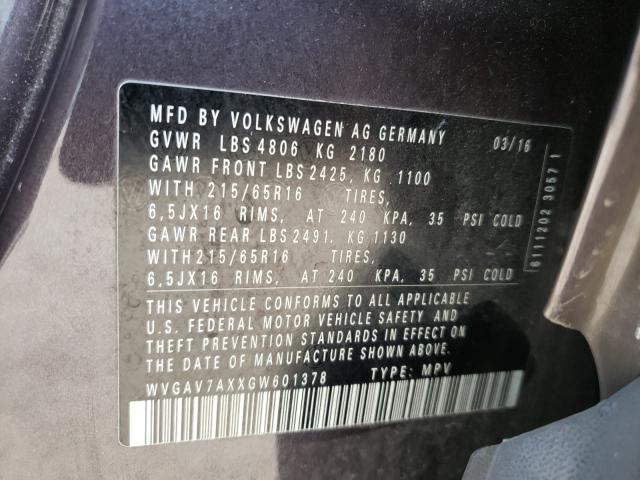 Photo 9 VIN: WVGAV7AXXGW601378 - VOLKSWAGEN TIGUAN 