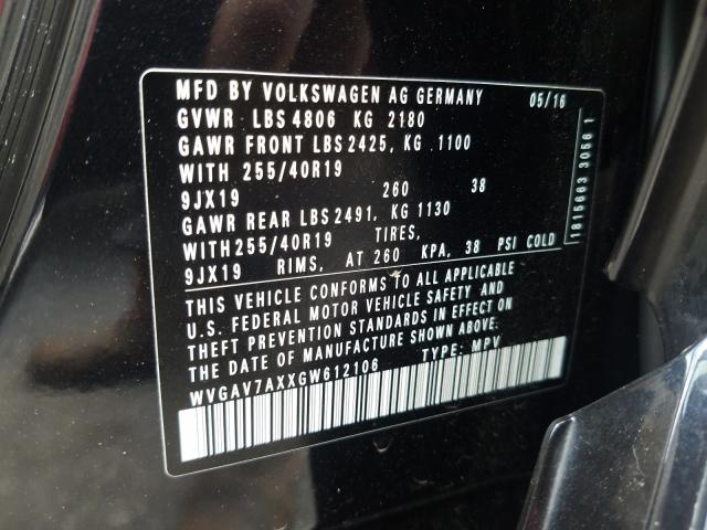 Photo 9 VIN: WVGAV7AXXGW612106 - VOLKSWAGEN TIGUAN 