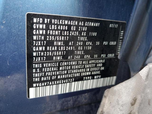 Photo 13 VIN: WVGAV7AXXHK045727 - VOLKSWAGEN TIGUAN S 