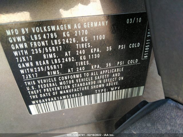 Photo 8 VIN: WVGAV9AX1AW526833 - VOLKSWAGEN TIGUAN 