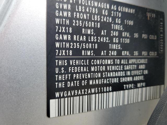 Photo 13 VIN: WVGAV9AX2AW511886 - VOLKSWAGEN TIGUAN S 