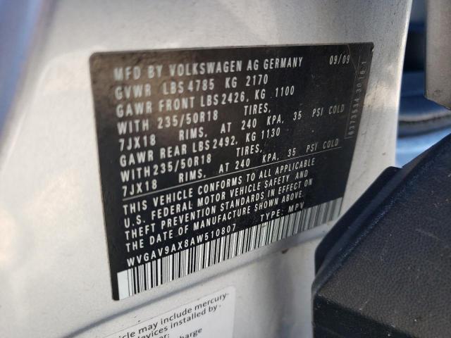 Photo 9 VIN: WVGAV9AX8AW510807 - VOLKSWAGEN TIGUAN S 