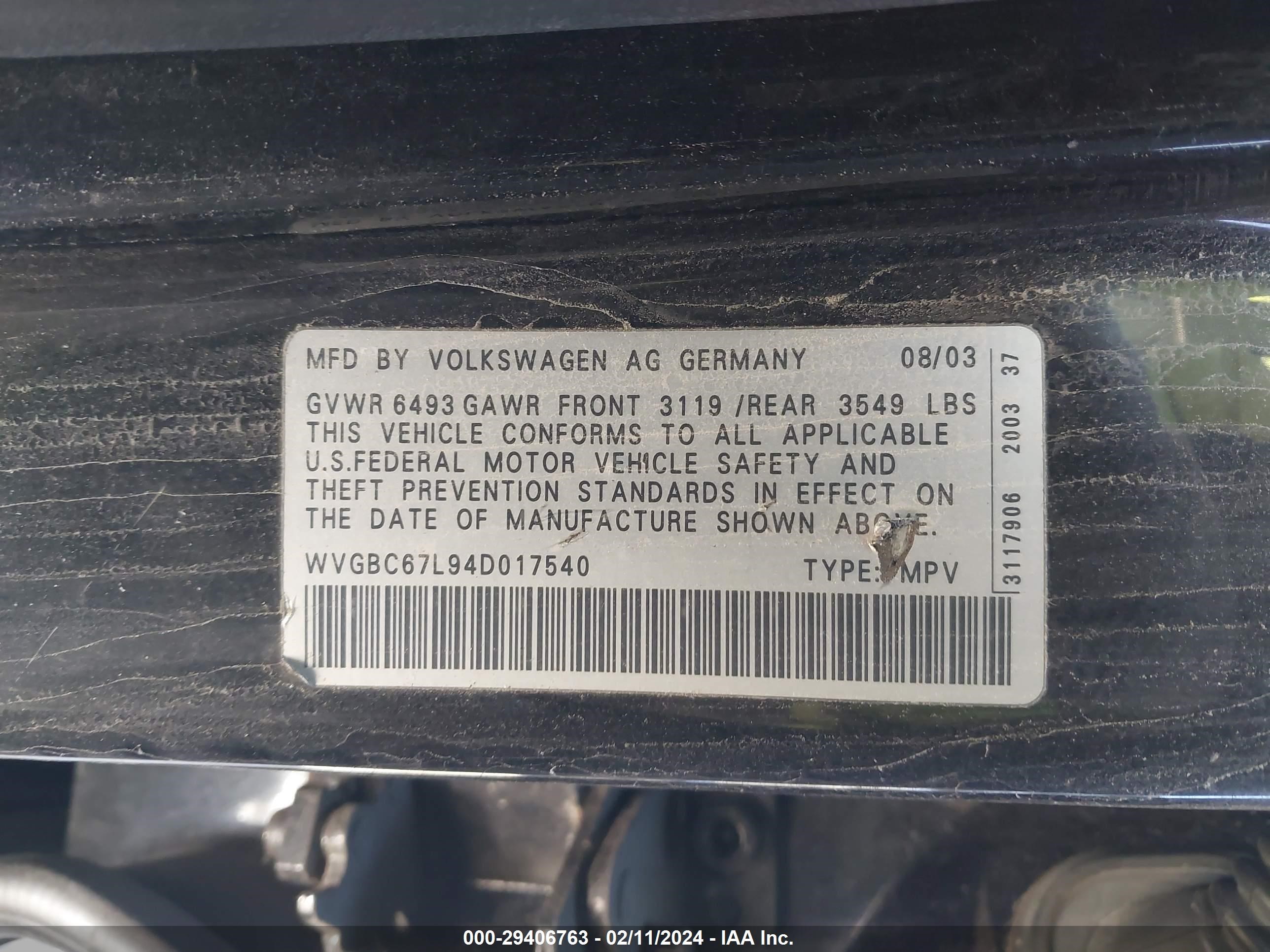 Photo 8 VIN: WVGBC67L94D017540 - VOLKSWAGEN TOUAREG 