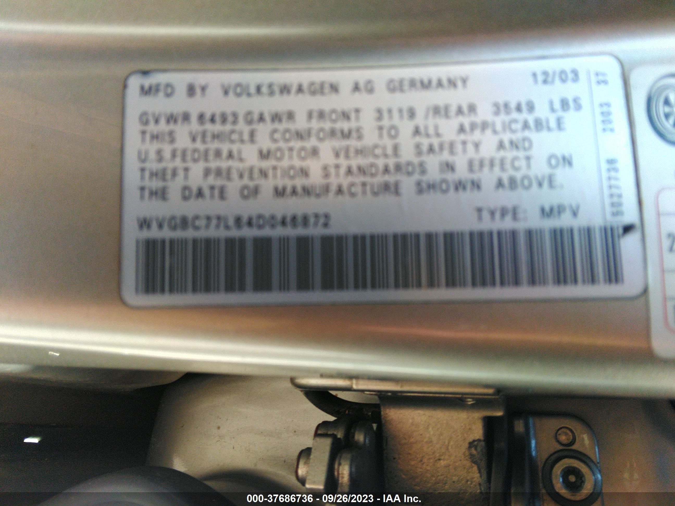 Photo 8 VIN: WVGBC77L64D046872 - VOLKSWAGEN TOUAREG 