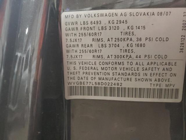 Photo 12 VIN: WVGBE77L58D022482 - VOLKSWAGEN TOUAREG 2 