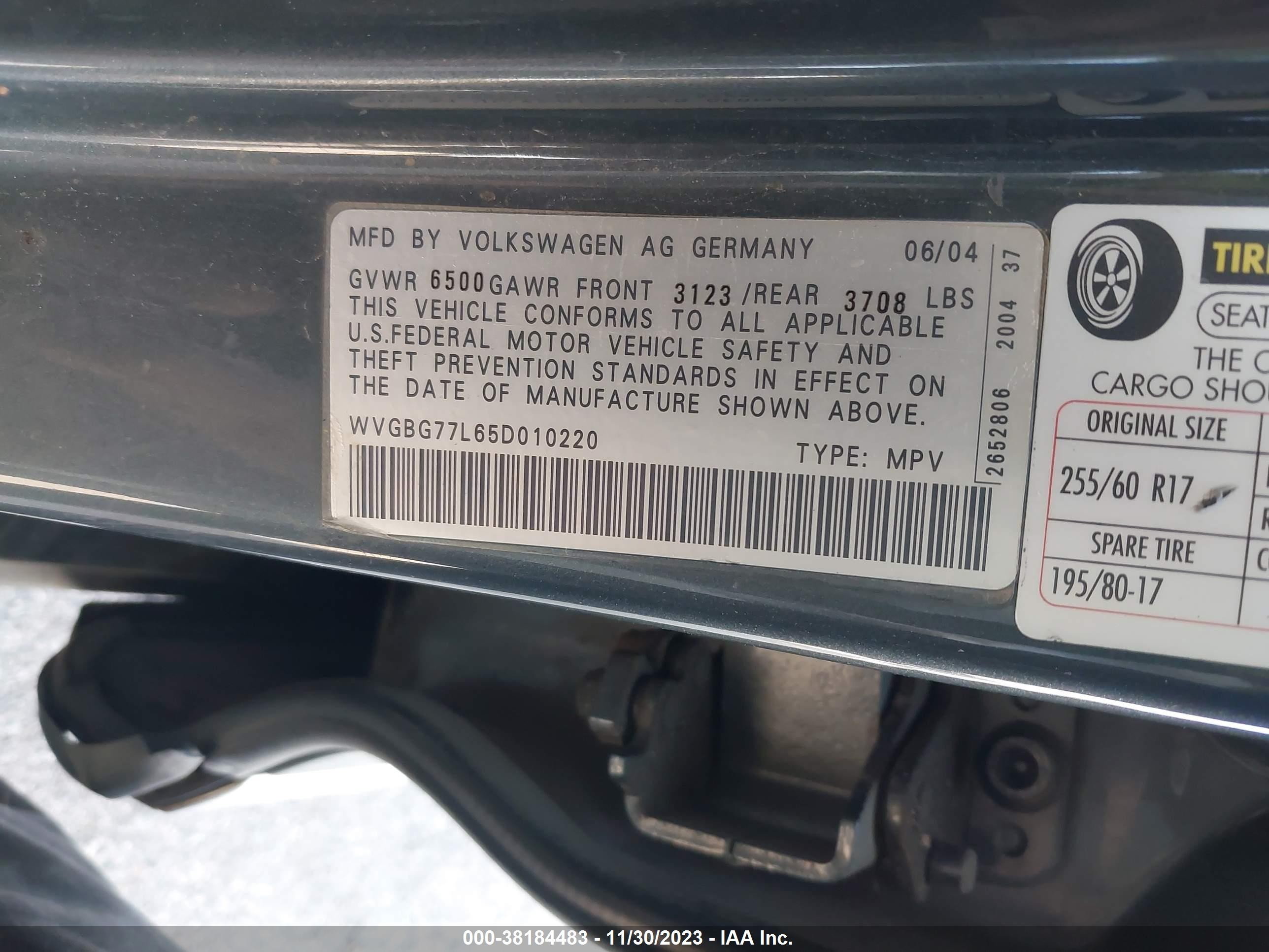 Photo 8 VIN: WVGBG77L65D010220 - VOLKSWAGEN TOUAREG 