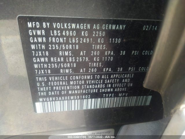 Photo 8 VIN: WVGBV3AX0EW591602 - VOLKSWAGEN TIGUAN 