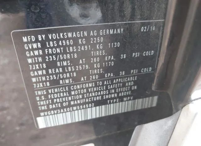 Photo 8 VIN: WVGBV3AX0EW594502 - VOLKSWAGEN TIGUAN 