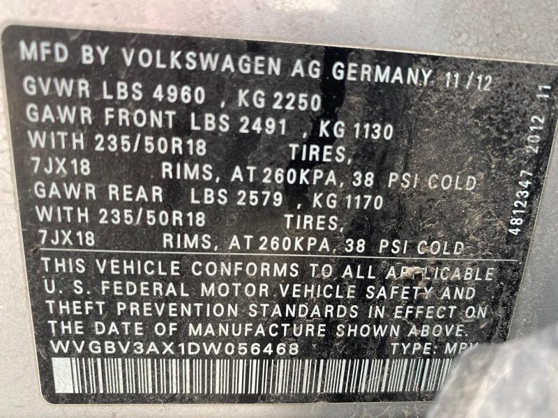 Photo 9 VIN: WVGBV3AX1DW056468 - VOLKSWAGEN TIGUAN S 