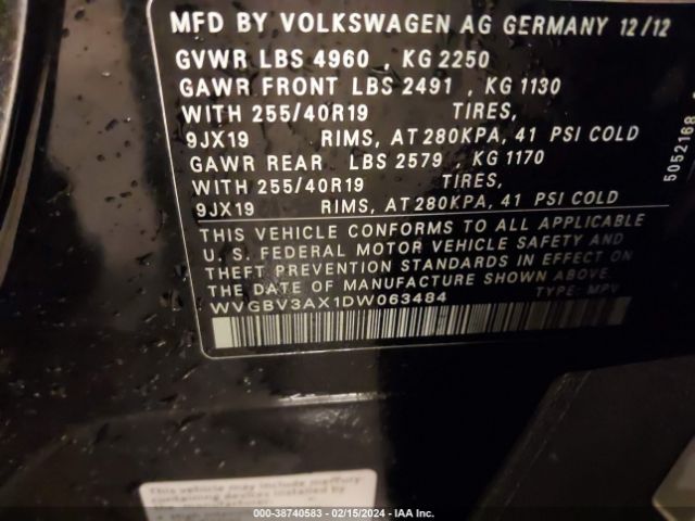 Photo 8 VIN: WVGBV3AX1DW063484 - VOLKSWAGEN TIGUAN 