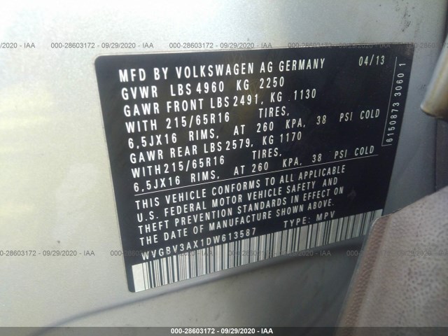 Photo 8 VIN: WVGBV3AX1DW613587 - VOLKSWAGEN TIGUAN 