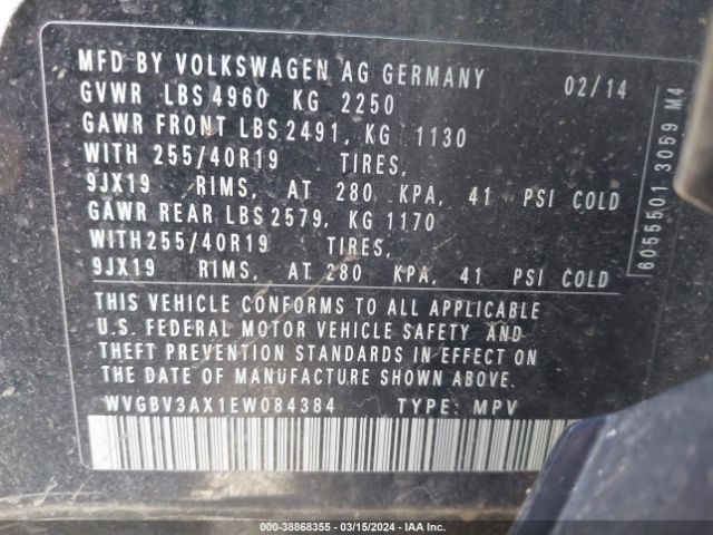 Photo 8 VIN: WVGBV3AX1EW084384 - VOLKSWAGEN TIGUAN 