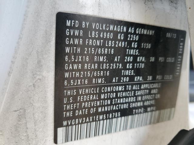 Photo 13 VIN: WVGBV3AX1EW518755 - VOLKSWAGEN TIGUAN 