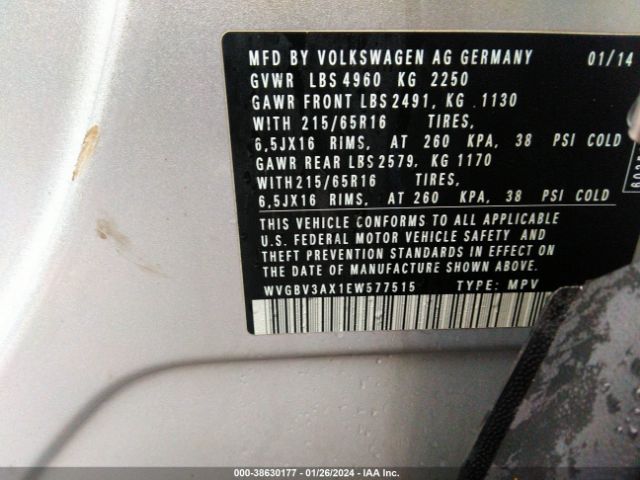 Photo 8 VIN: WVGBV3AX1EW577515 - VOLKSWAGEN TIGUAN 