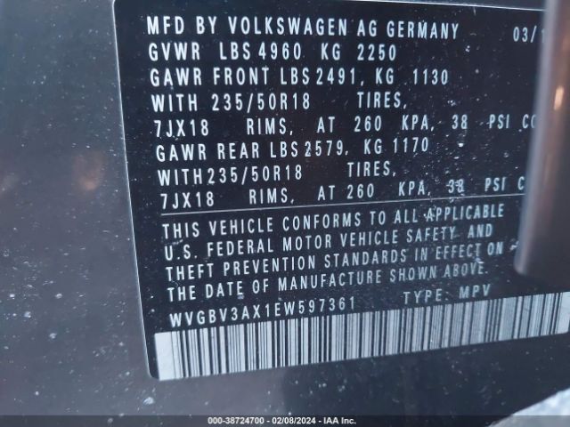 Photo 8 VIN: WVGBV3AX1EW597361 - VOLKSWAGEN TIGUAN 