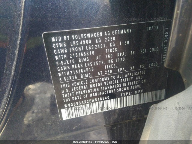 Photo 8 VIN: WVGBV3AX2EW518540 - VOLKSWAGEN TIGUAN 