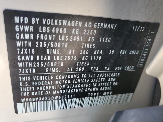 Photo 13 VIN: WVGBV3AX3DW562111 - VOLKSWAGEN TIGUAN S 