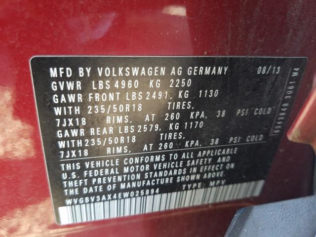 Photo 9 VIN: WVGBV3AX4EW025894 - VOLKSWAGEN TIGUAN 