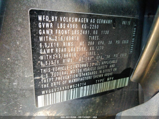 Photo 8 VIN: WVGBV3AX5EW526714 - VOLKSWAGEN TIGUAN 