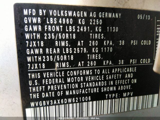 Photo 8 VIN: WVGBV3AX6DW621006 - VOLKSWAGEN TIGUAN 