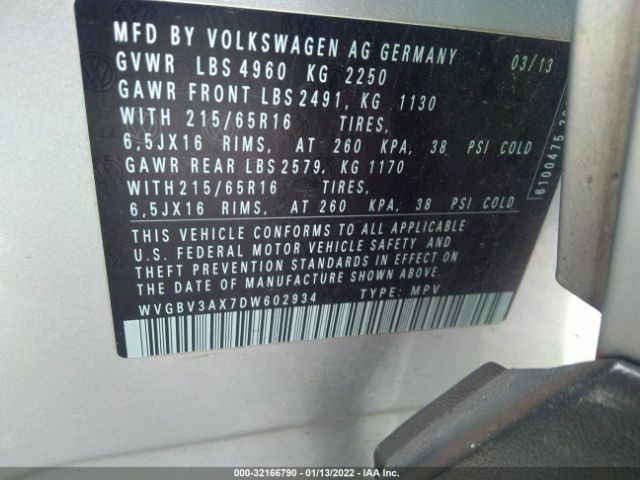 Photo 8 VIN: WVGBV3AX7DW602934 - VOLKSWAGEN TIGUAN 