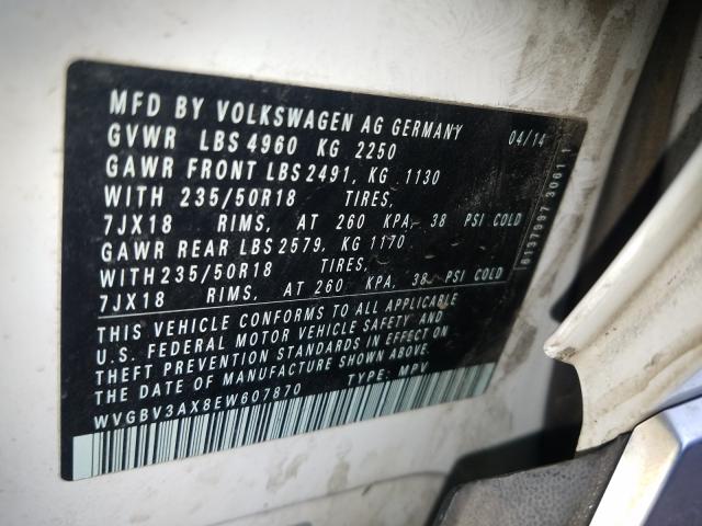 Photo 9 VIN: WVGBV3AX8EW607870 - VOLKSWAGEN TIGUAN 