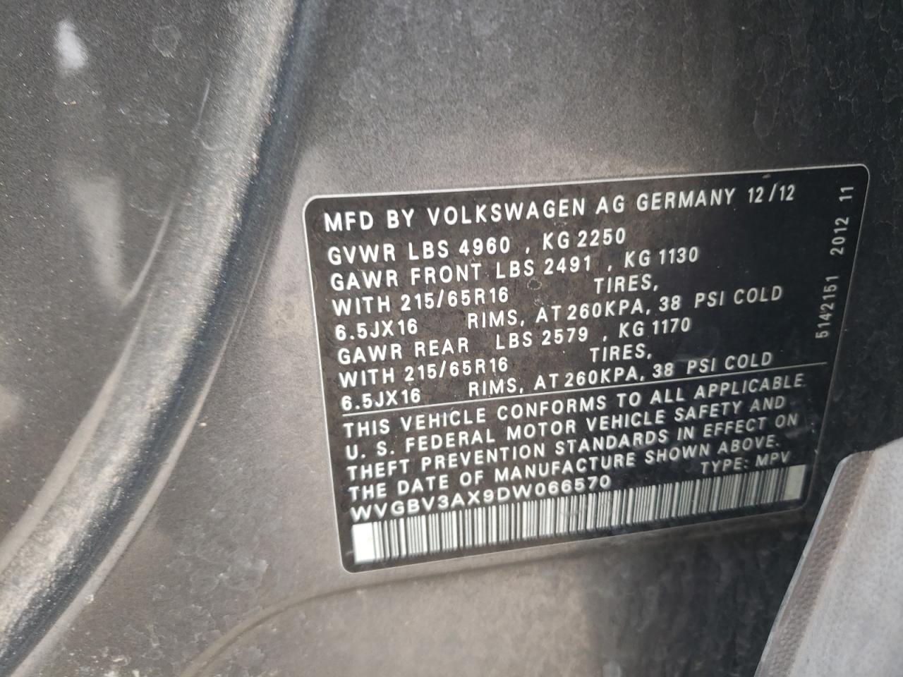 Photo 11 VIN: WVGBV3AX9DW066570 - VOLKSWAGEN TIGUAN 