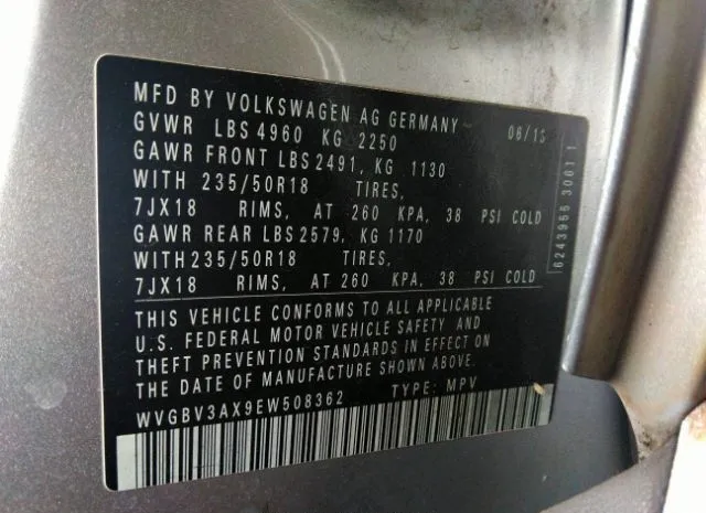 Photo 8 VIN: WVGBV3AX9EW508362 - VOLKSWAGEN TIGUAN 