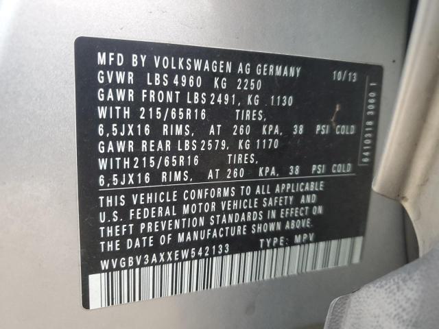 Photo 12 VIN: WVGBV3AXXEW542133 - VOLKSWAGEN TIGUAN 