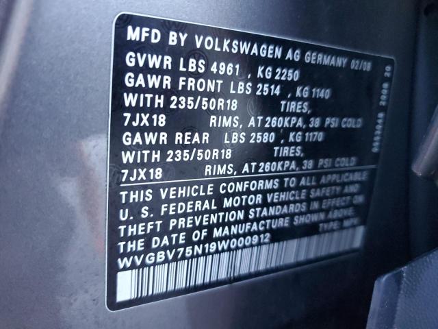 Photo 11 VIN: WVGBV75N19W000912 - VOLKSWAGEN TIGUAN 