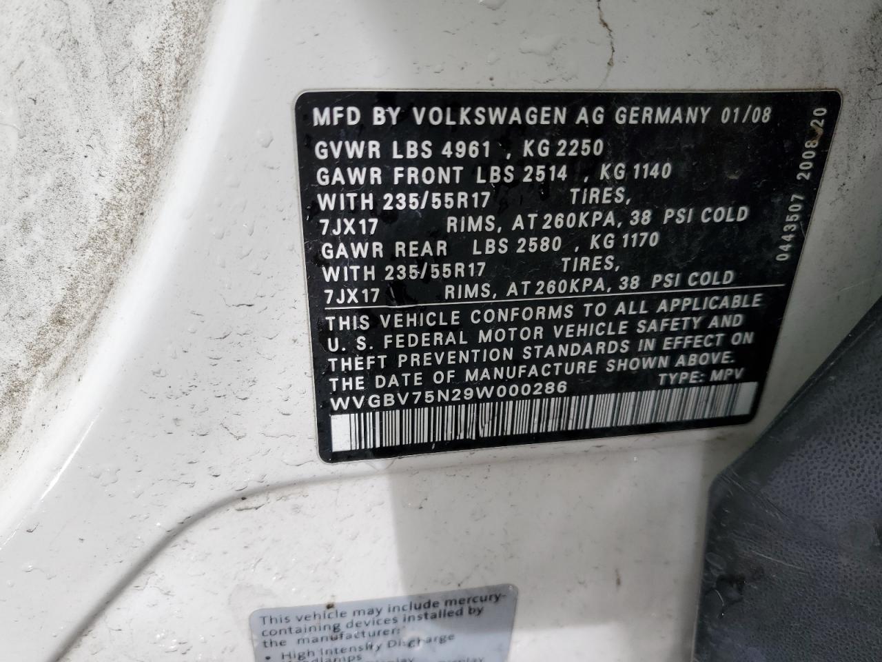 Photo 12 VIN: WVGBV75N29W000286 - VOLKSWAGEN TIGUAN 