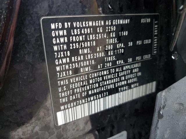 Photo 12 VIN: WVGBV75N29W536171 - VOLKSWAGEN TIGUAN SE 