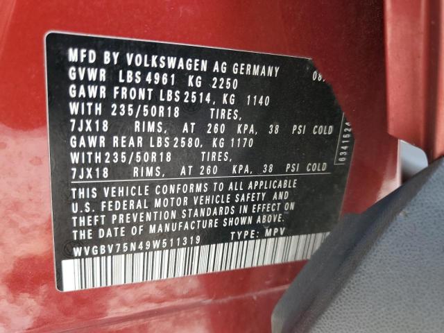 Photo 11 VIN: WVGBV75N49W511319 - VOLKSWAGEN TIGUAN SE 