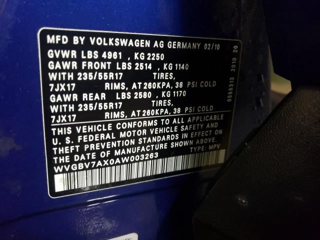 Photo 12 VIN: WVGBV7AX0AW003263 - VOLKSWAGEN TIGUAN SE 