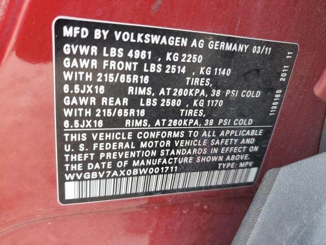 Photo 12 VIN: WVGBV7AX0BW001711 - VOLKSWAGEN TIGUAN S 